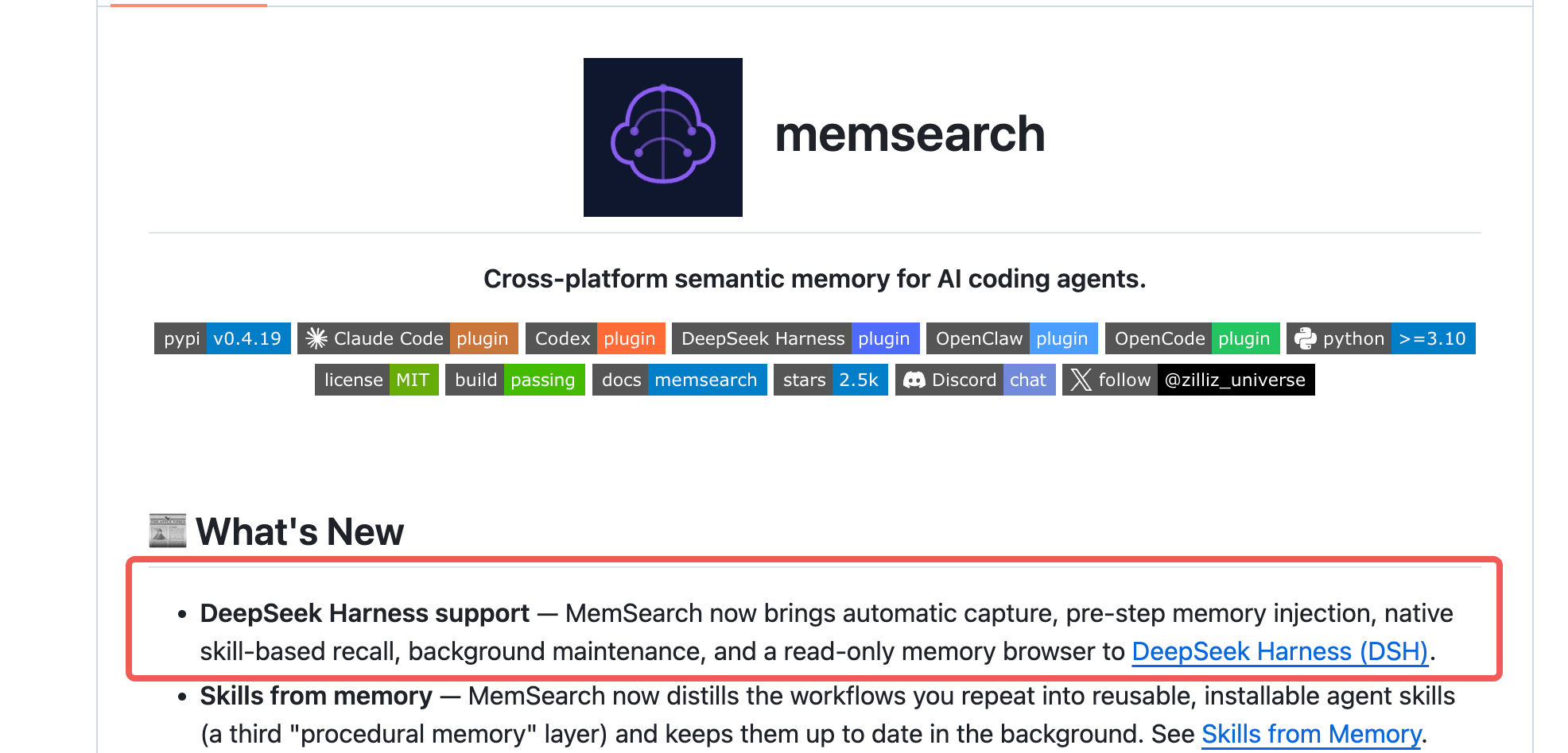 MemSearch is now available for DSH