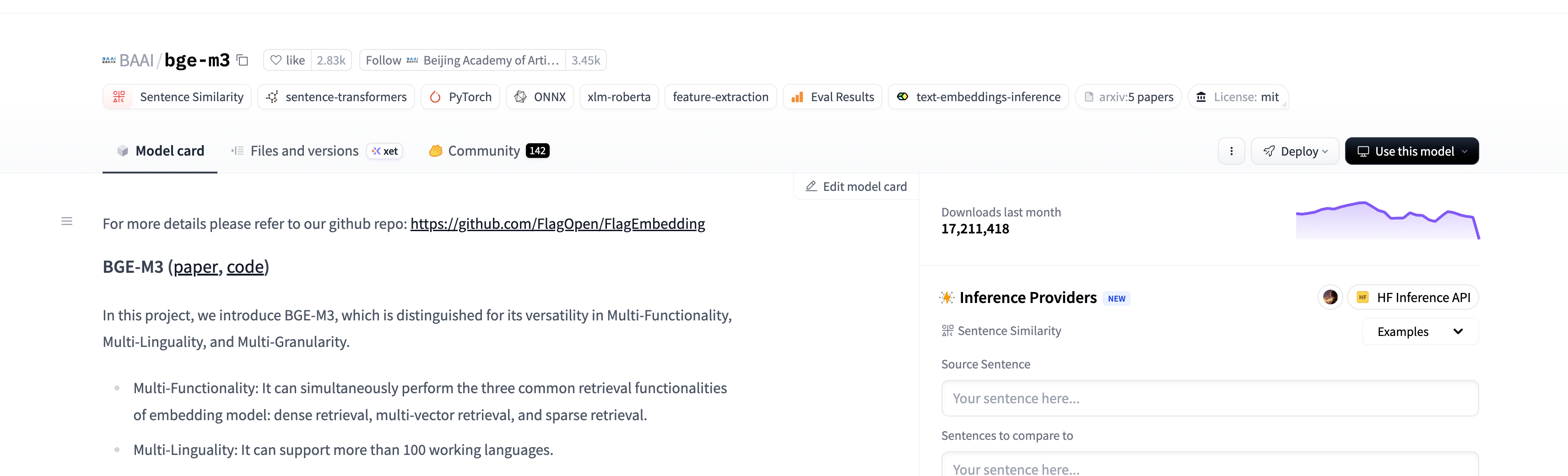 BGE-M3 — Hugging Face model card