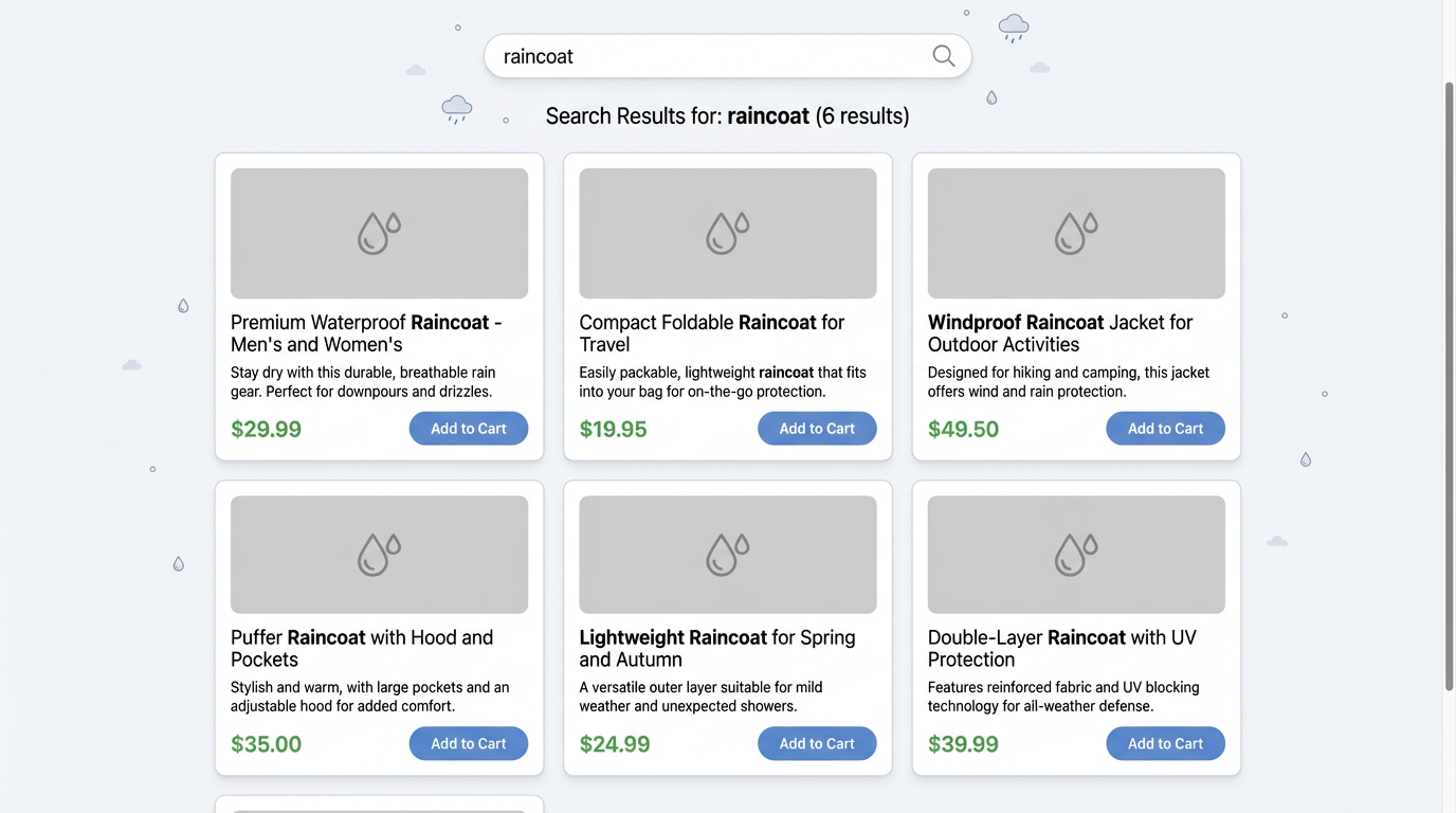 E-commerce search highlight example