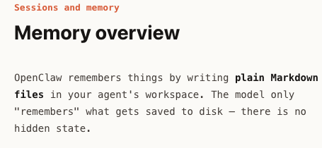OpenClaw stores memory in plain Markdown files